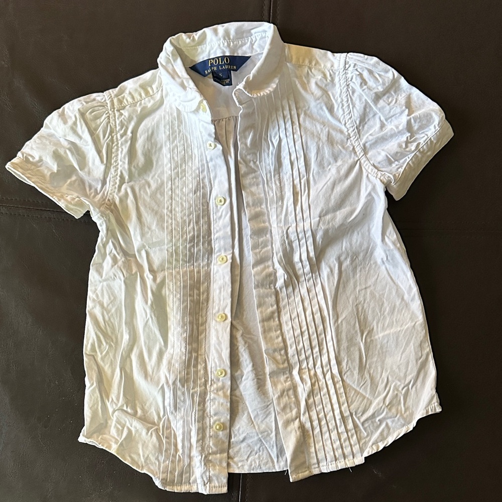 Polo by Ralph Lauren Classic White Button Down Shirt blouse size 5 girls